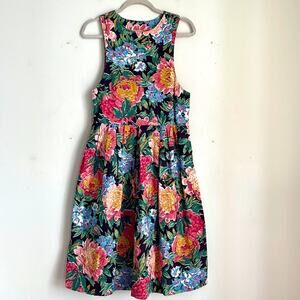Handmade floral fit & flare sleeveless pinafore grandmacore midi dress